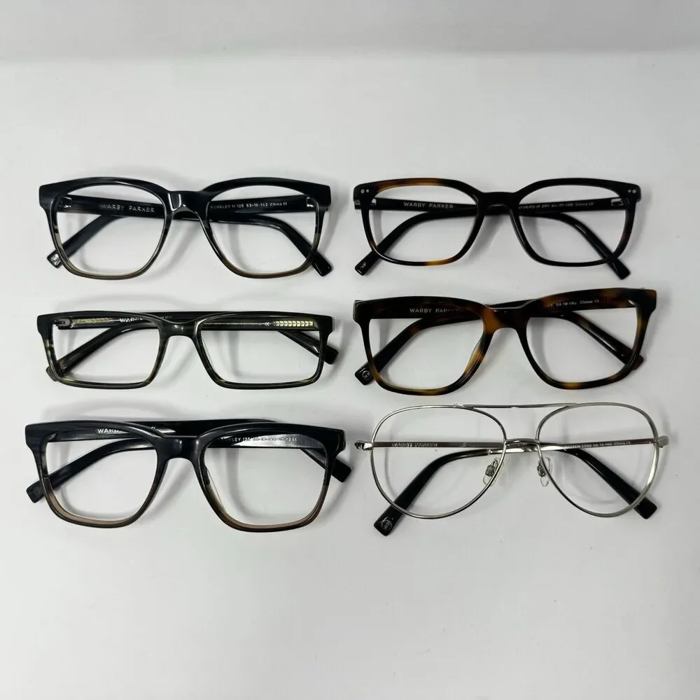 Warby Parker Eyeglass Frames Lot of 6 Mixed Styles Colors Sizes Frames Only